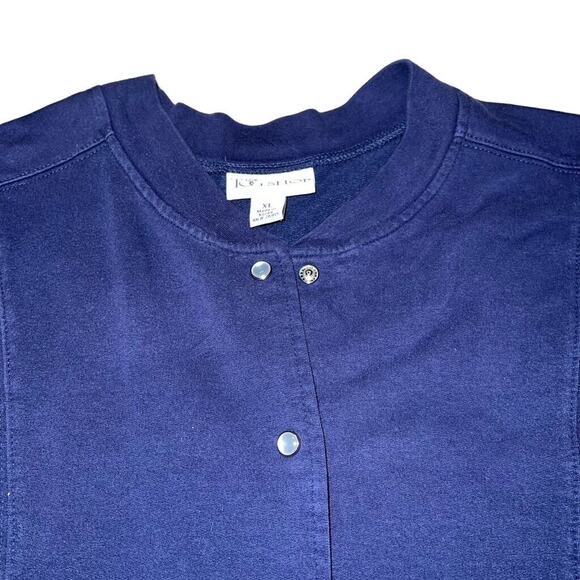 The TOG Shop Womens Button Down Casual Sweatshirt Jacket Navy Blue XL - Picture 2 of 9